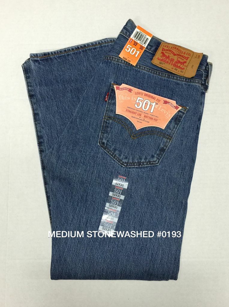 Levi's 501 Straight Fit Button Fly Jeans Prewashed 00501-0193 Medium S – AF  Clothing Inc