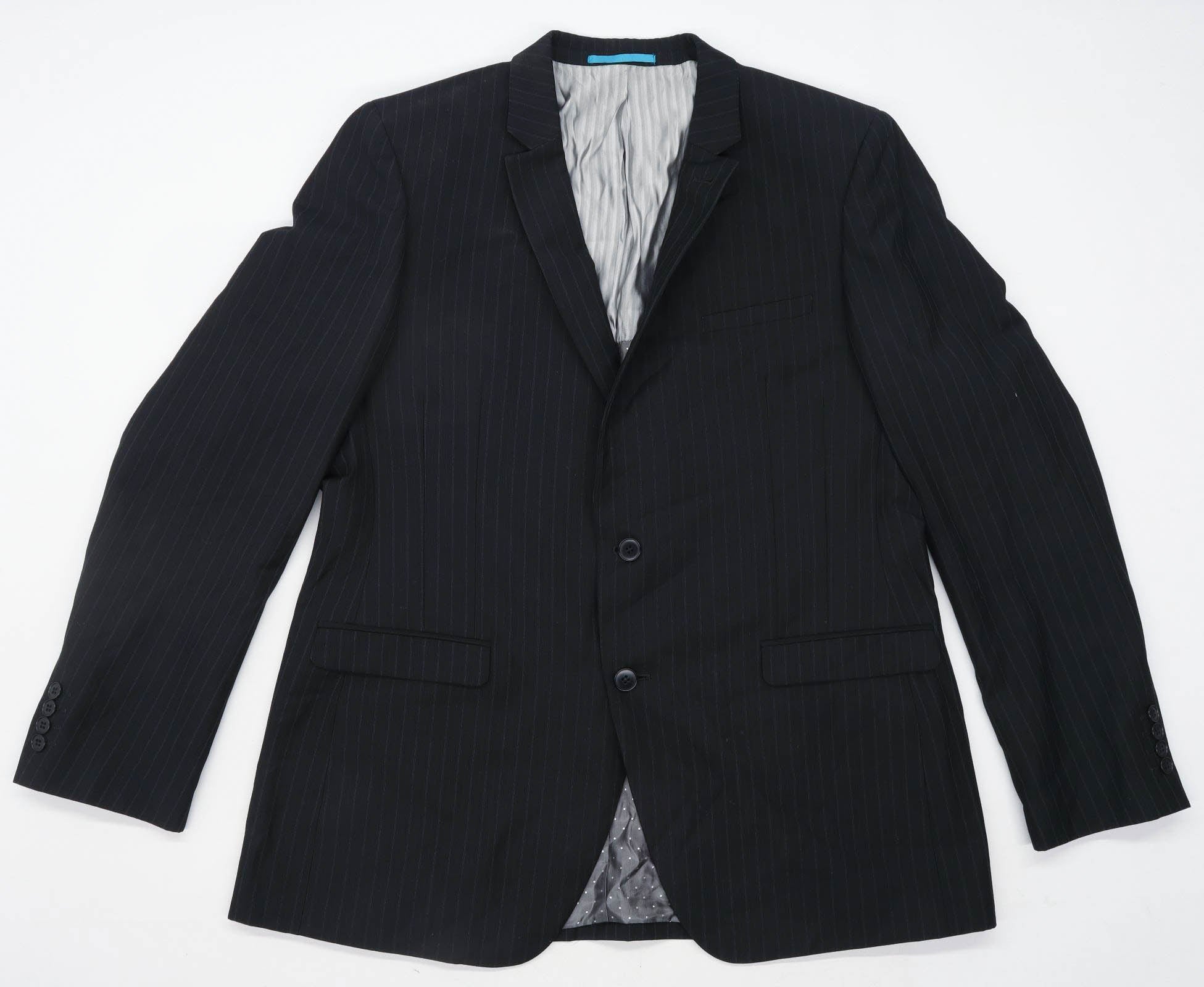 Urbane Mens Striped Black Suit Jacket 44 Chest (Long) Rewards - Monetha