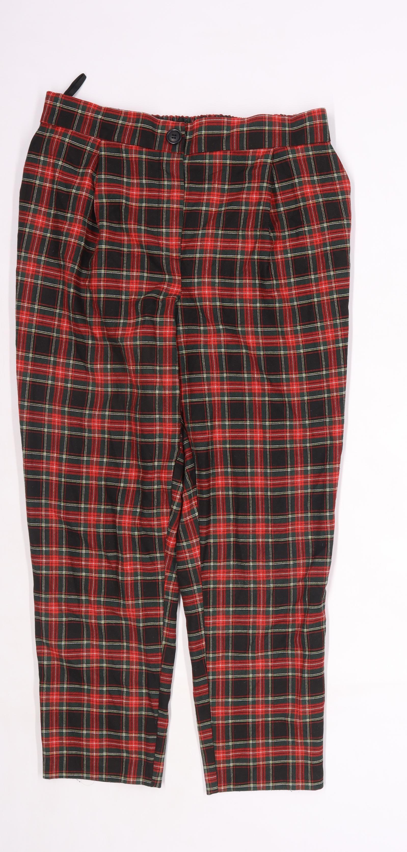 New Look Curve tartan check paperbag trousers in red  ASOS