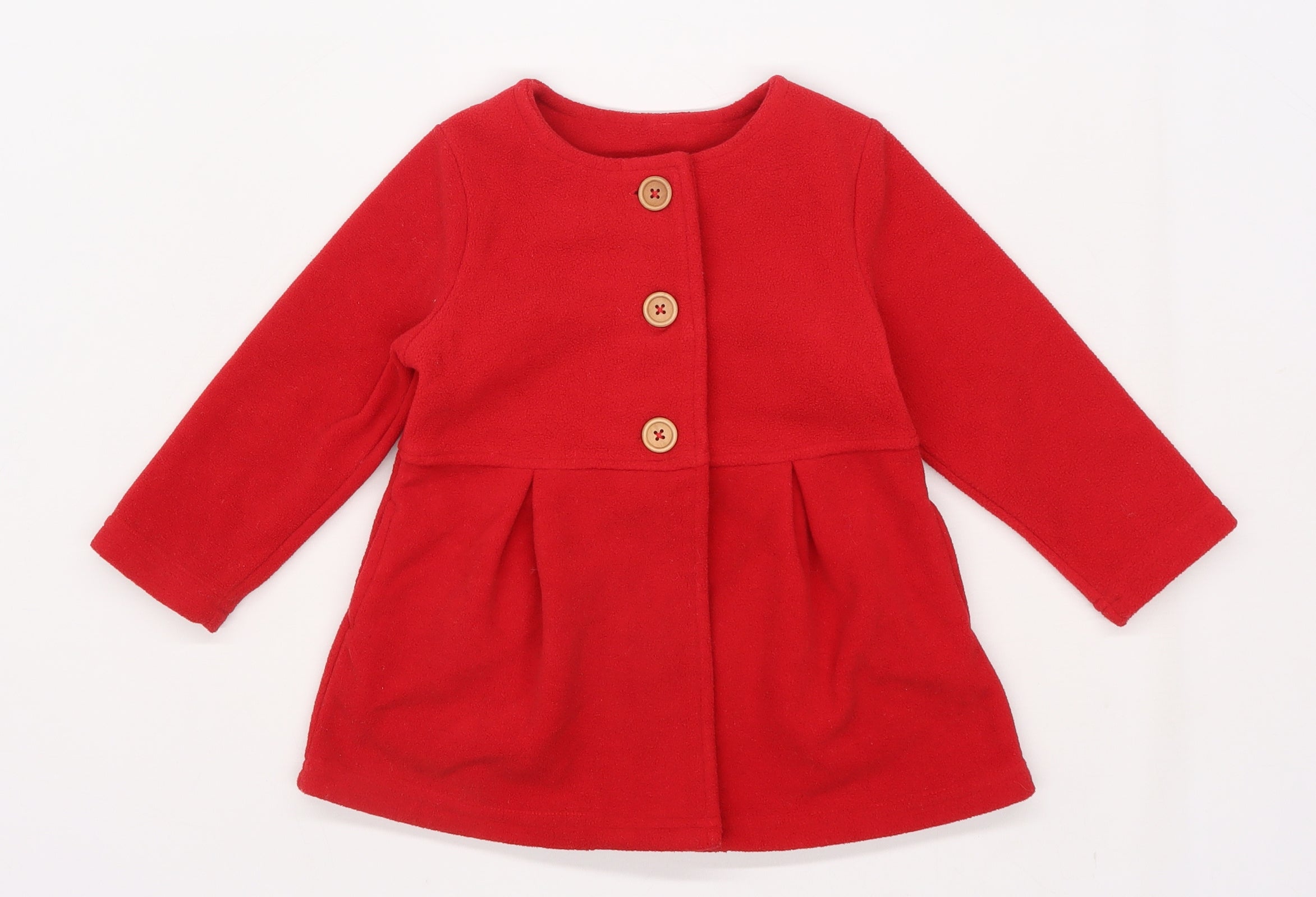 Matalan Girls Red Fleece Pea Coat Size 18-24 Months | eBay