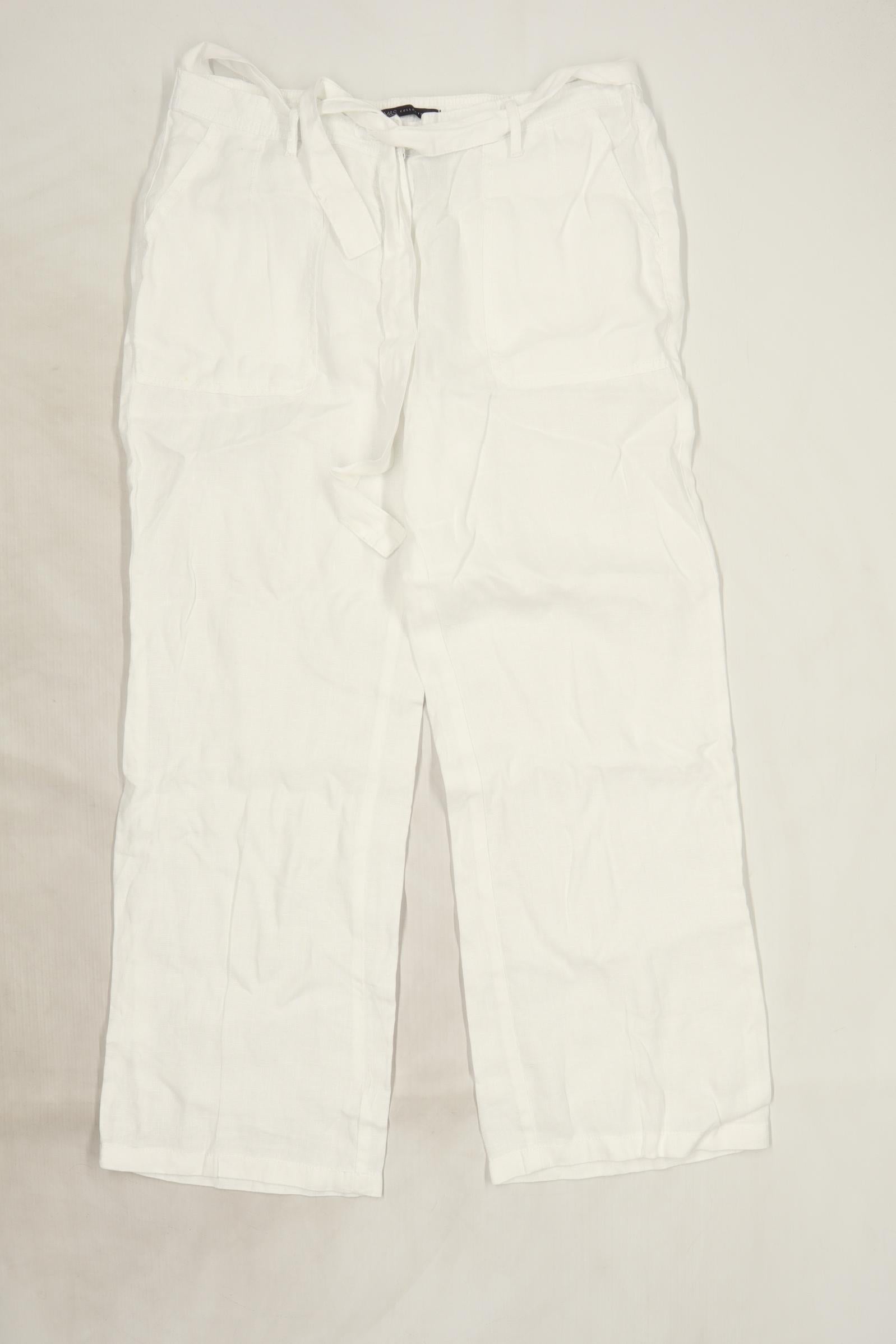 Marks  Spencer Trousers and Pants  Buy Marks  Spencer White Cotton Mix  Slim Fit Cropped Trouser Online  Nykaa Fashion