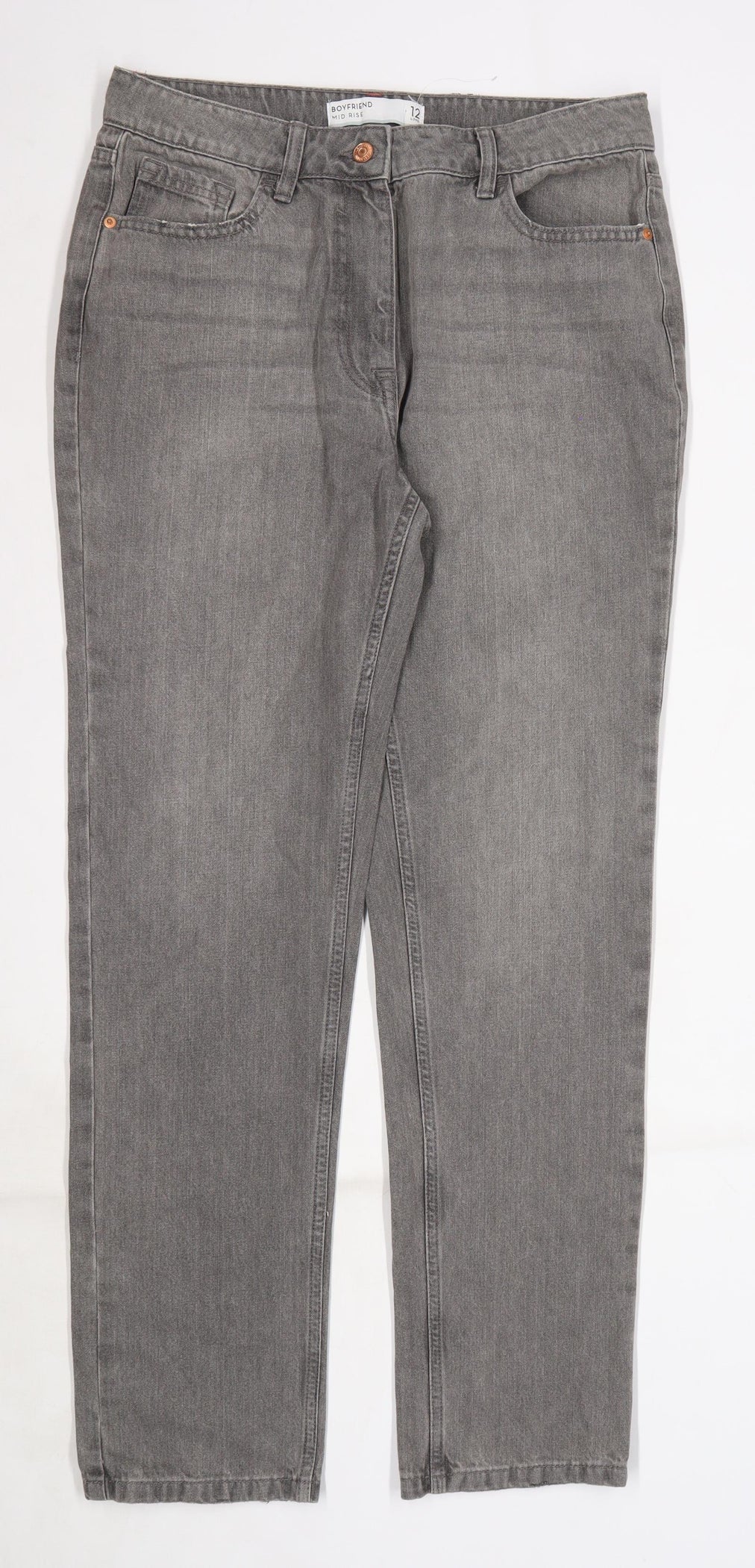 NEXT Womens Grey Denim Boyfriend Jeans Size 12 L31 in - Long Leg ...