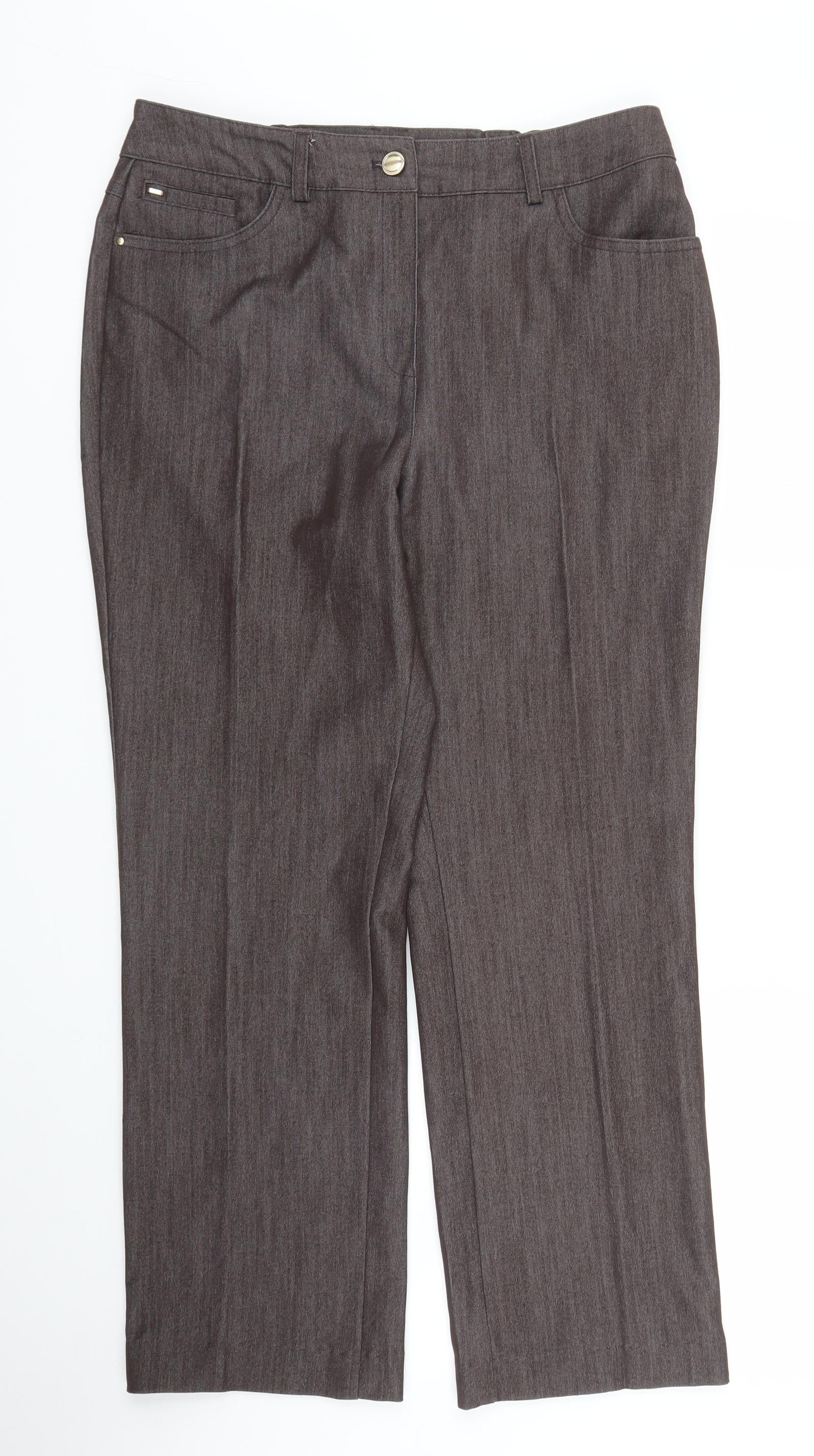 MS Womens Brown Viscose Capri Trousers Size 10 L26 in Regular Zip Rewards   Monetha