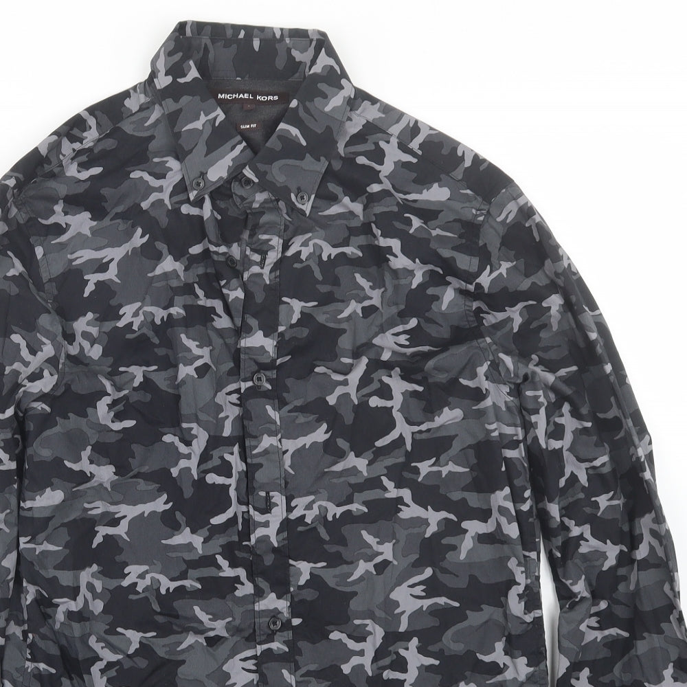 Michael Kors Mens Grey Camouflage Cotton Dress Shirt Size S Collared B –  Preworn Ltd