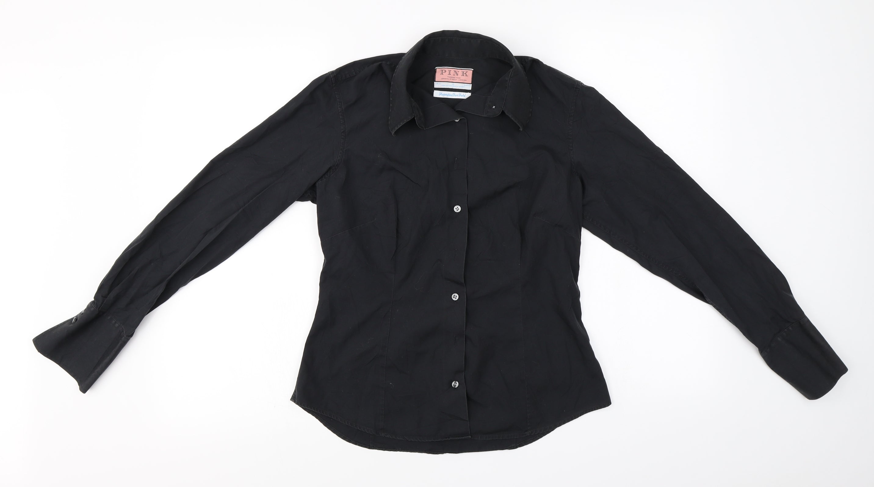 Thomas Pink Womens Black Basic Button-Up Size 12 Rewards - Monetha