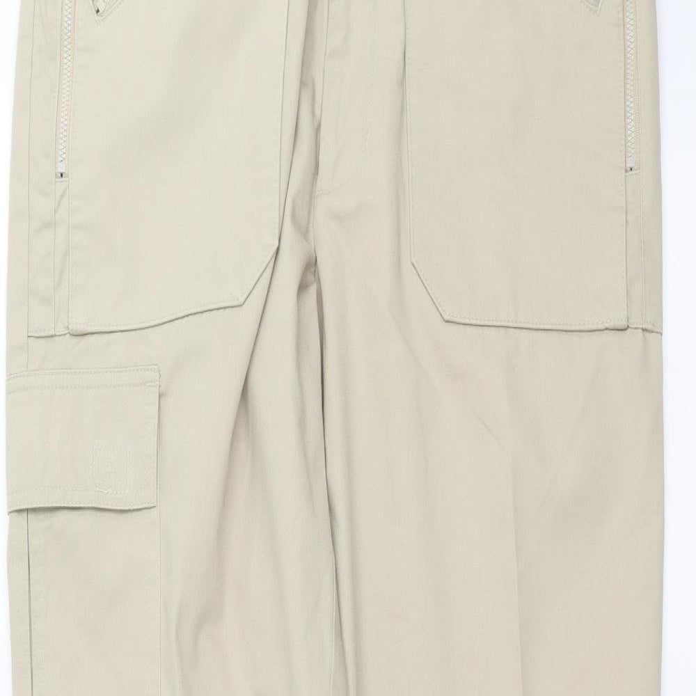 Khaki Cargo Trousers With Contrast Piping Detail