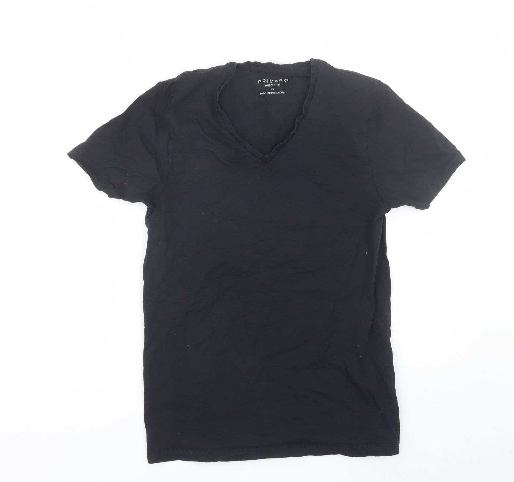 Primark Mens Black T-Shirt Size S V-Neck – Preworn