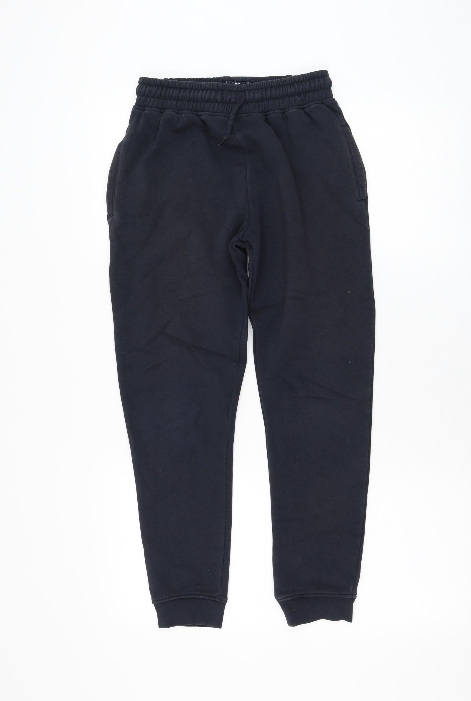 Mens Black Polyester Solid Flat Front Formal Trousers