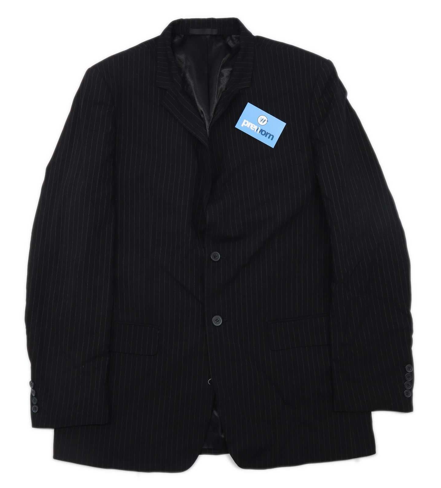 Primark Mens Striped Black Suit Jacket 44 Chest Long Rewards Monetha 