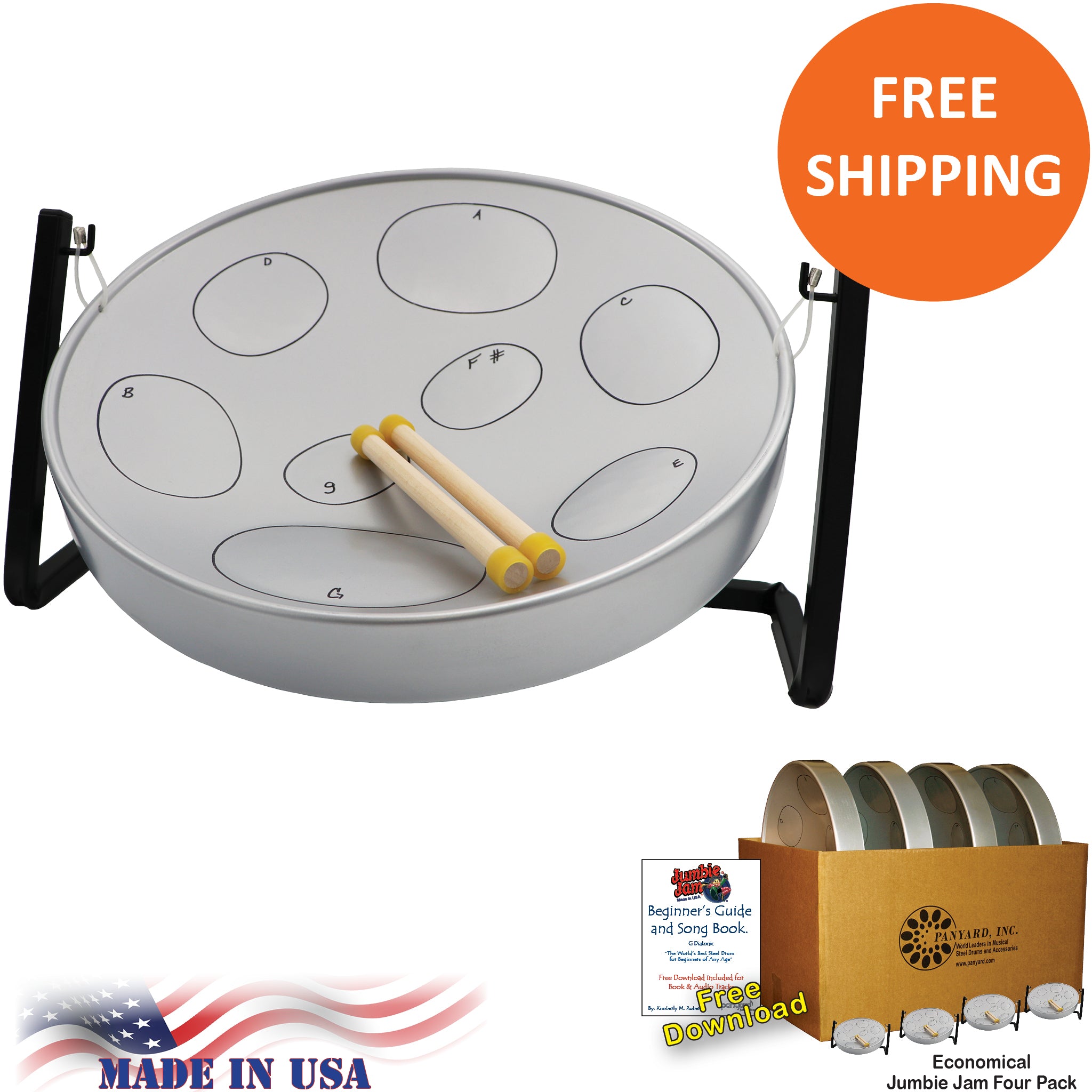 Panyard Jumbie Jam Steel Drum with Tabletop Stand - Silver