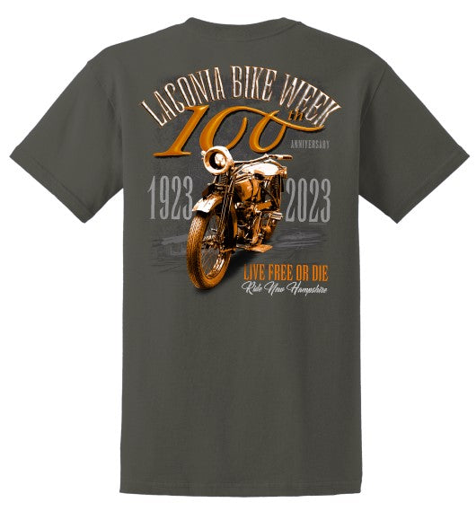 Laconia Bike Week 100th Anniversary Collectors TShirt Live Free or