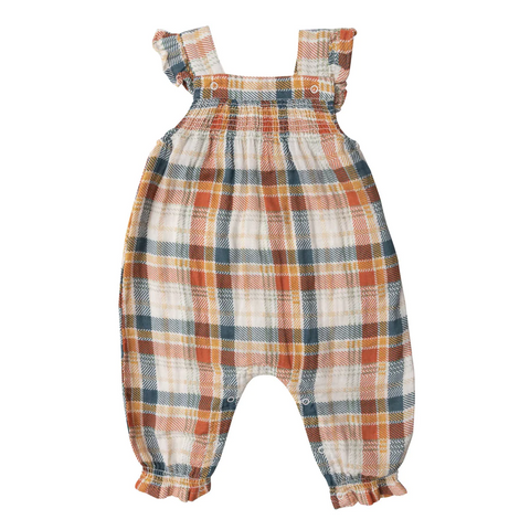Angel-Dear-Smocked-Front-Coverall Plaid
