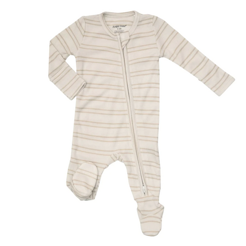 Angel Dear Ribbed 2-Way Zipper Footie - Clay Stripe - Multi