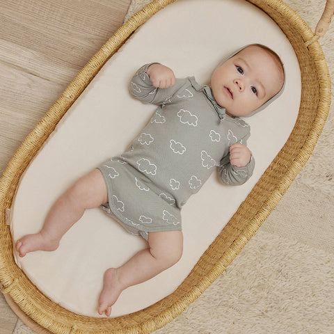 Quincy Mae Ribbed Bodysuit - Clouds - Sky