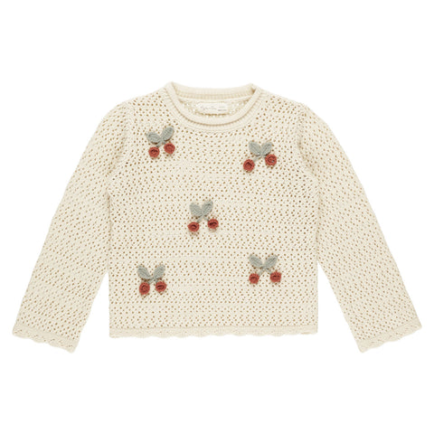 Rylee and Cru Crochet Knit Pullover - Cherries