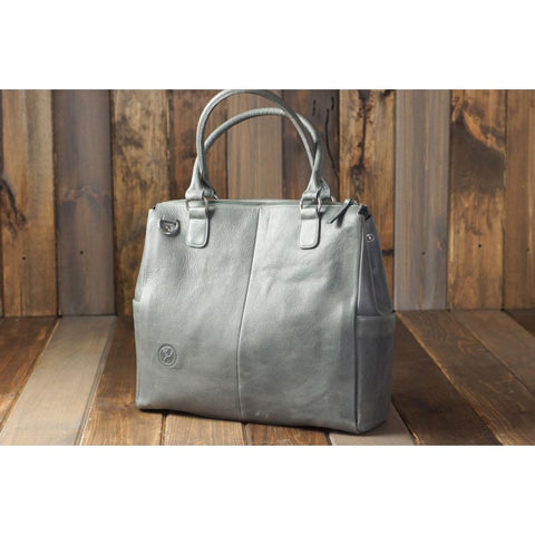 Oemi Baby Grey Leather Diaper Bag