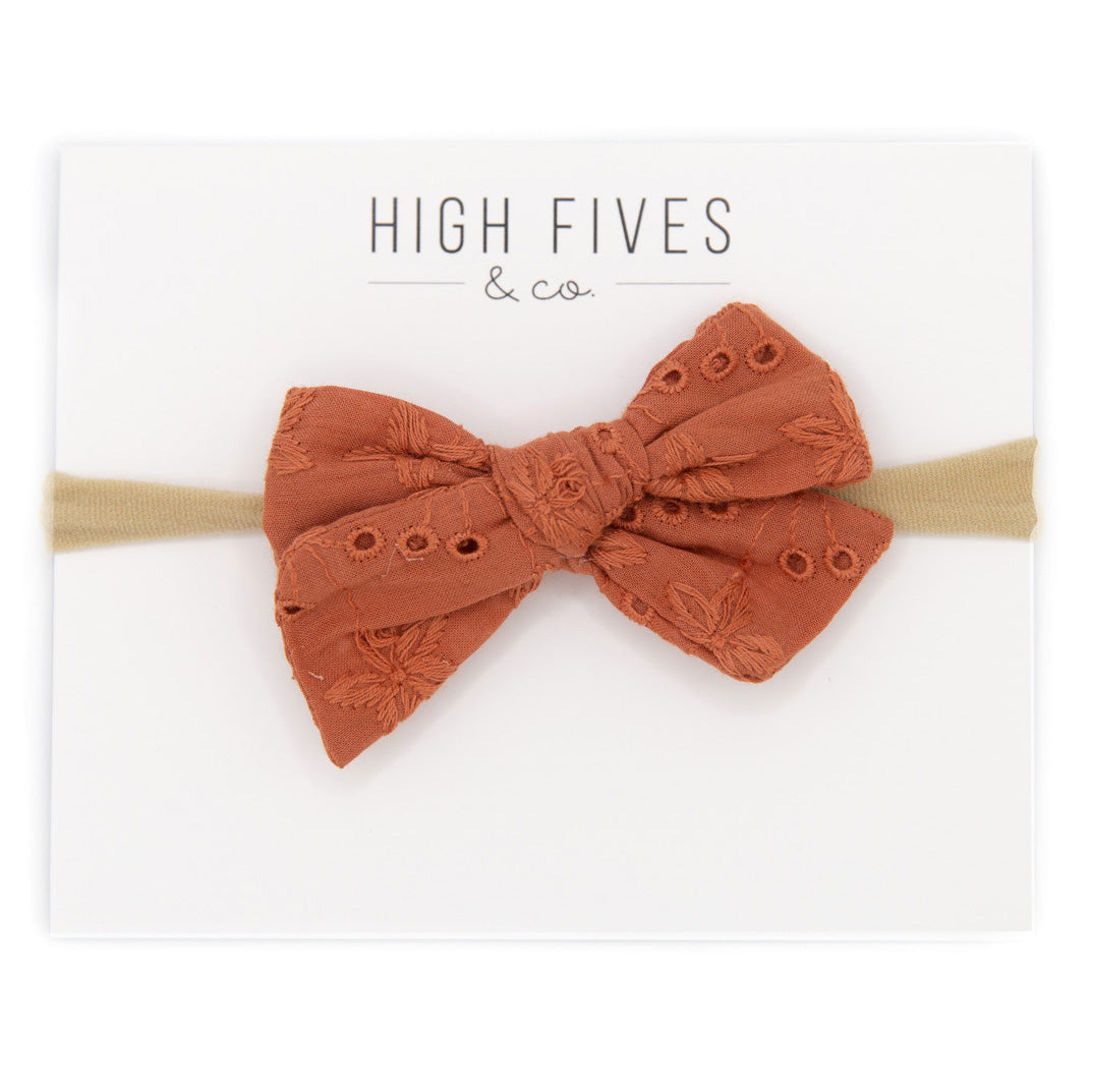 High Fives Eyelet Bow Nylon Headband | The Baby Cubby