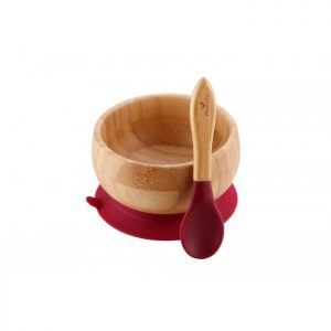 Avanchy Bamboo Suction Bowl with Spoon - Magenta