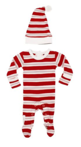 Peppermint Stripe Organic Overall and Cap Set