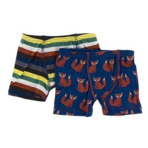 KicKee Pants Boxer Briefs Set - Dark London Stripe and Navy Fox