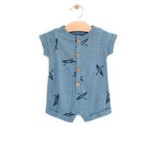 City Mouse Kayaks Rolled Short Sleeve Romper