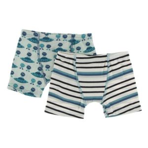 KicKee Pants Boxer Briefs Set - Aloe Aliens and Neptune Stripe 