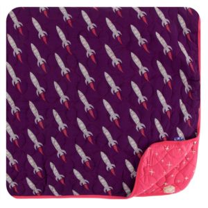 KicKee Pants Print Quilted Toddler Blanket - Red Ginger Full Moon and Wine Grape Rockets
