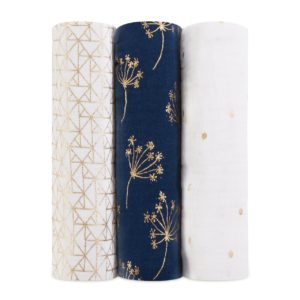 Aden + Anais Classic Swaddles - 3-Pack - Metallic Gold Deco Dandelion