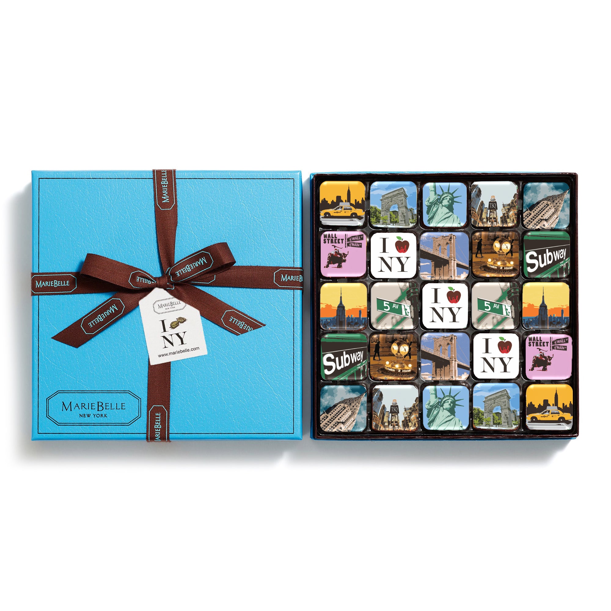 16pc New York Chocolate Ganache Blue Box || MarieBelle New York