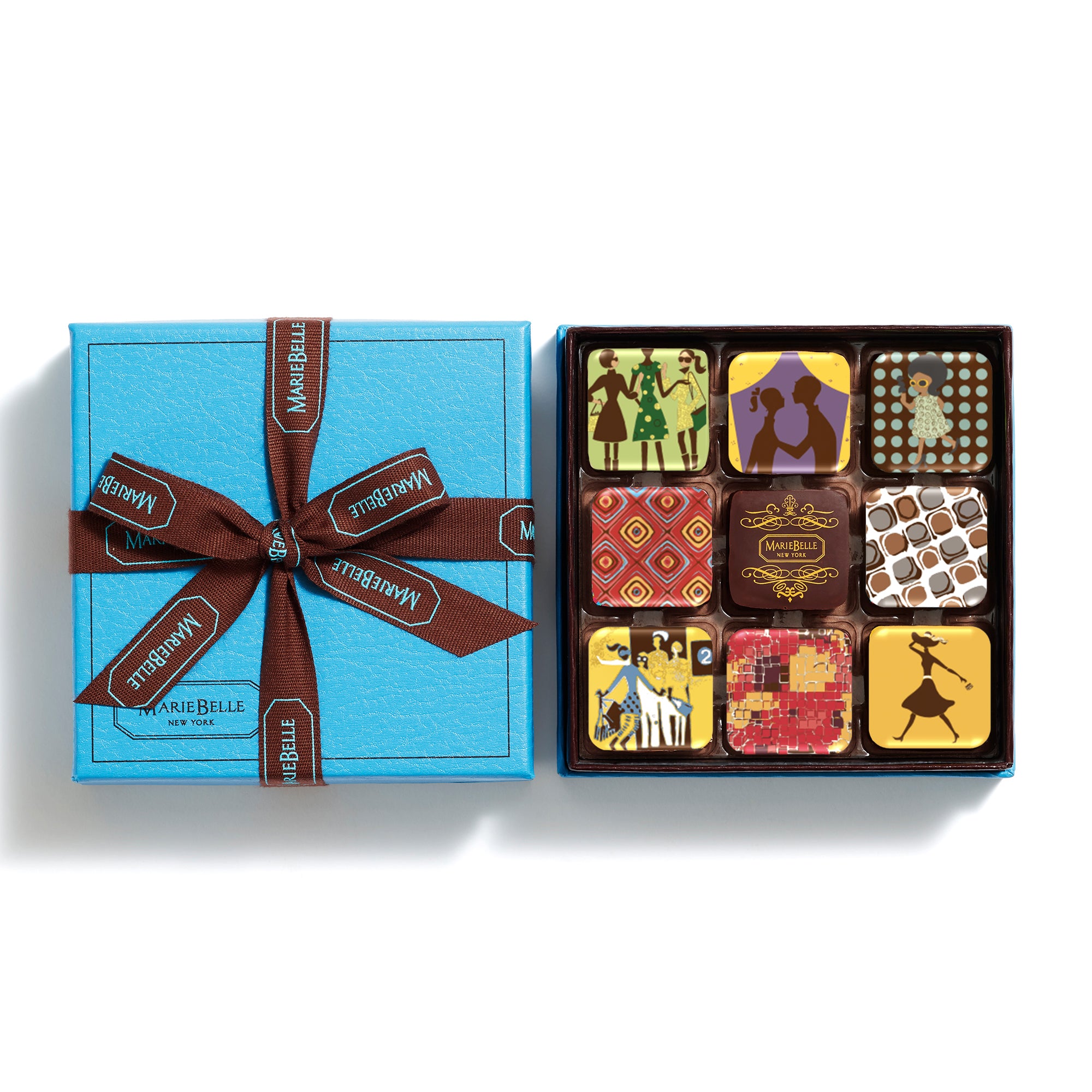 25pc Chocolate Ganache Blue Box || MarieBelle New York