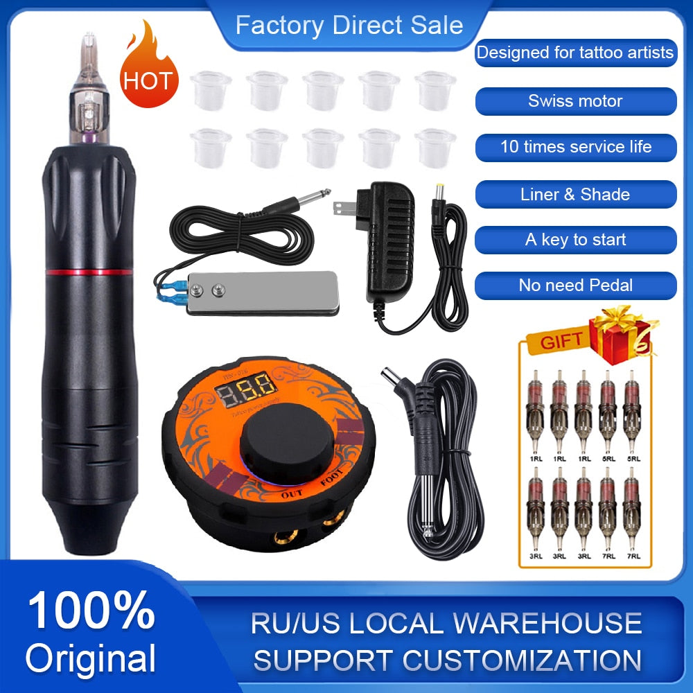 Tattoo Machine Pen Rotary Gun Permanent Makeup Microblading Eyebrow For Liner & Shader