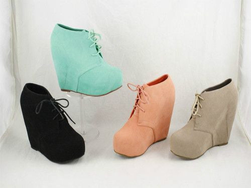 women's lace up wedge boots