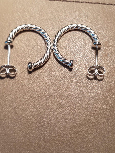 Silver, Heritage Collection, twisted small hoop earrings 6