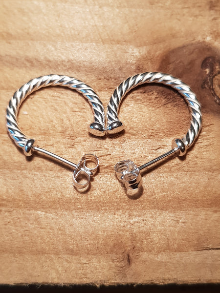 Silver, Heritage Collection, twisted small hoop earrings 5
