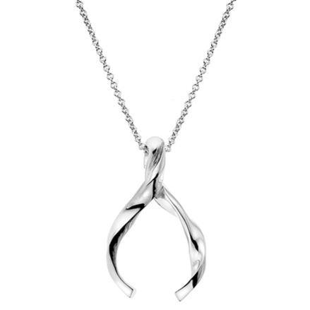 Silver wishbone pendant on 45cm silver chain - 8.54g 0