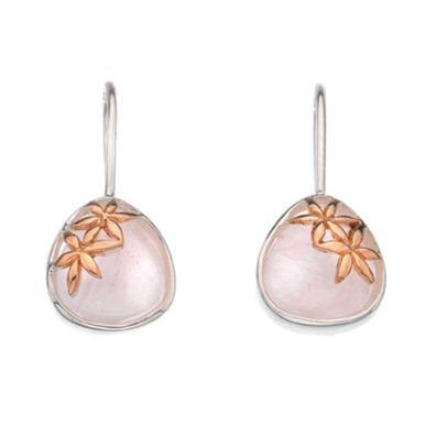 Silver, quartz, rose gold plated flower earrings 0