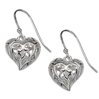 Silver heart drop earrings 0