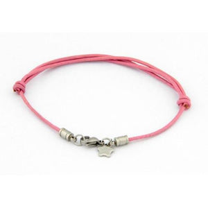Pink leather and stainless steel solid star bracelet - Callibeau Jewellery