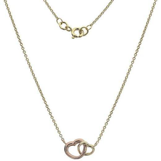9ct rose & yellow gold rounded heart 18/45cm necklace 0