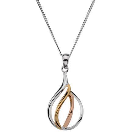 Silver & gold plated drop pendant on 45cm silver chain 0