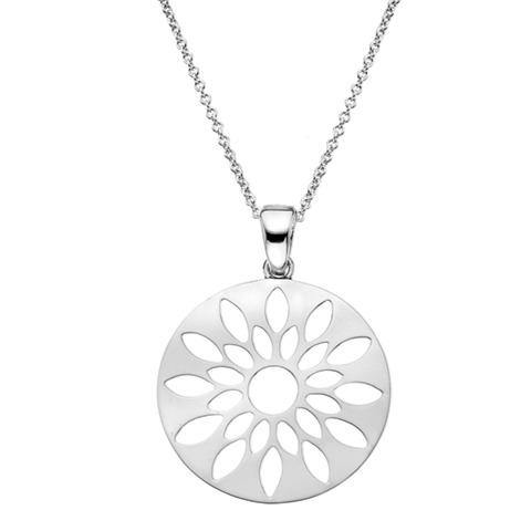 Silver cut out flower designed pendant on 45cm silver chain - 11.45g 0