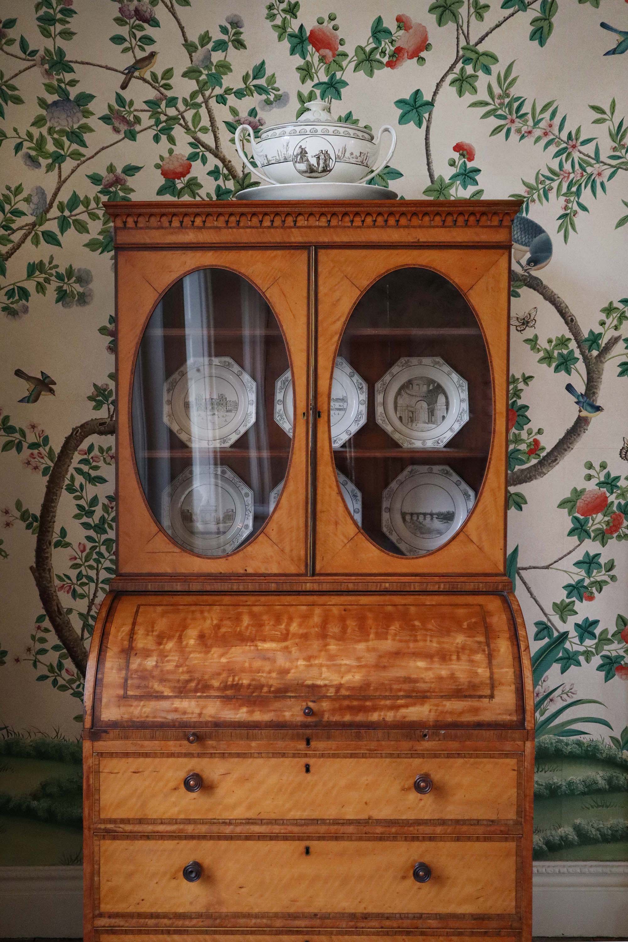 creil et montereau ceramics in a chinoiserie room