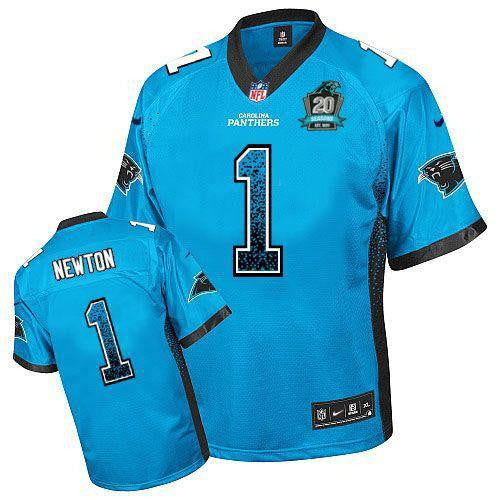 cam newton stitched blue jersey