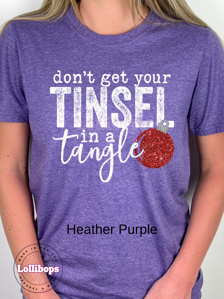 Tinsel Tangle White Text Tee