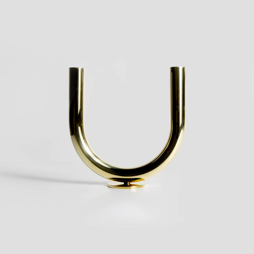 U Candleholder in Brass