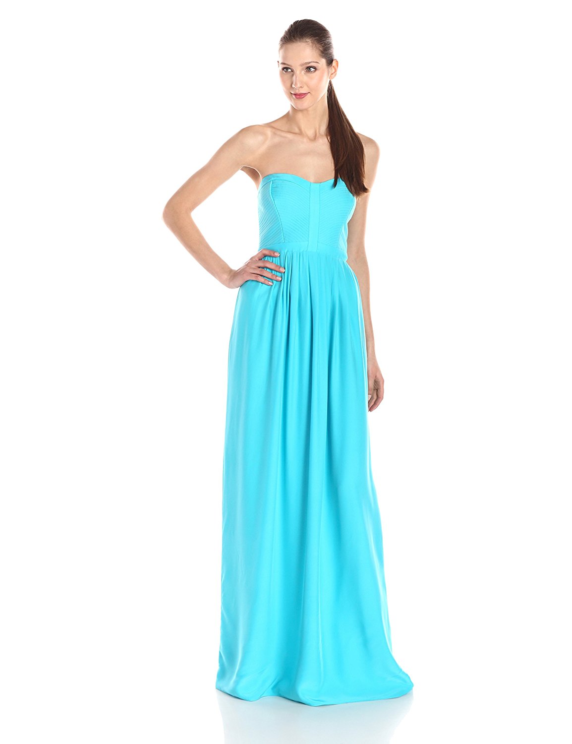 Parker Bayou Silk Strapless Gown 8 NWT NEW Mist Blue Long Dress Dresses ...