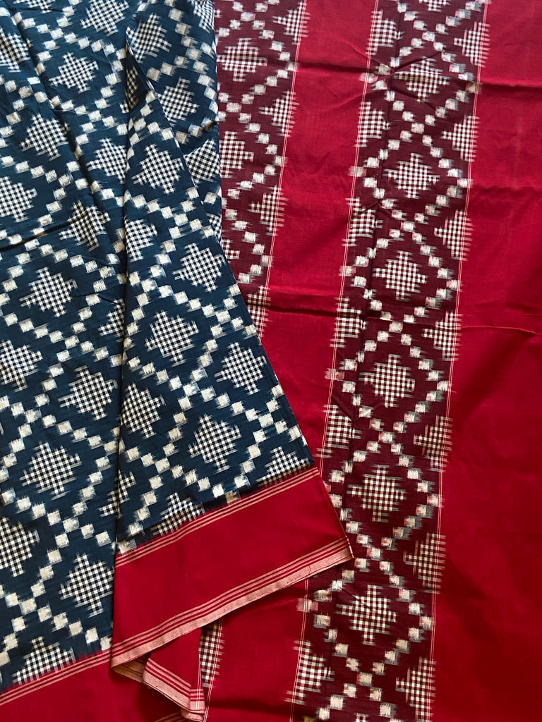 Exclusive Telia Rumal Inspired Double Ikkat Cotton Saree – VARNAVASTRAM