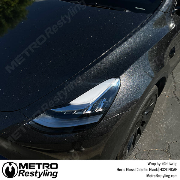 Hexis Gloss Catechu Black Glitter Vinyl Wrap | HX20NCAB