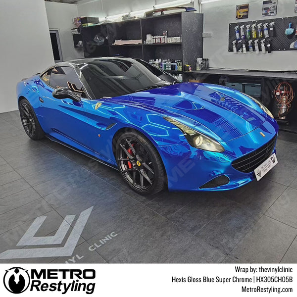 Hexis Gloss Blue Super Chrome Vinyl Wrap | HX30SCH05B