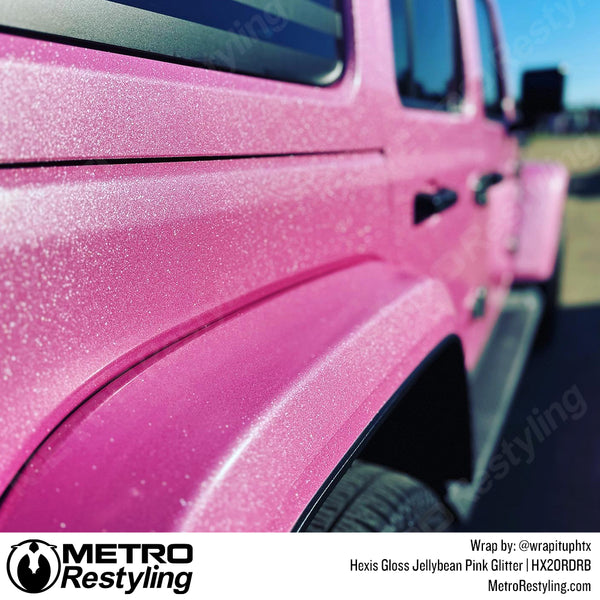 Hexis Gloss Jellybean Pink Glitter Vinyl Wrap | HX20RDRB